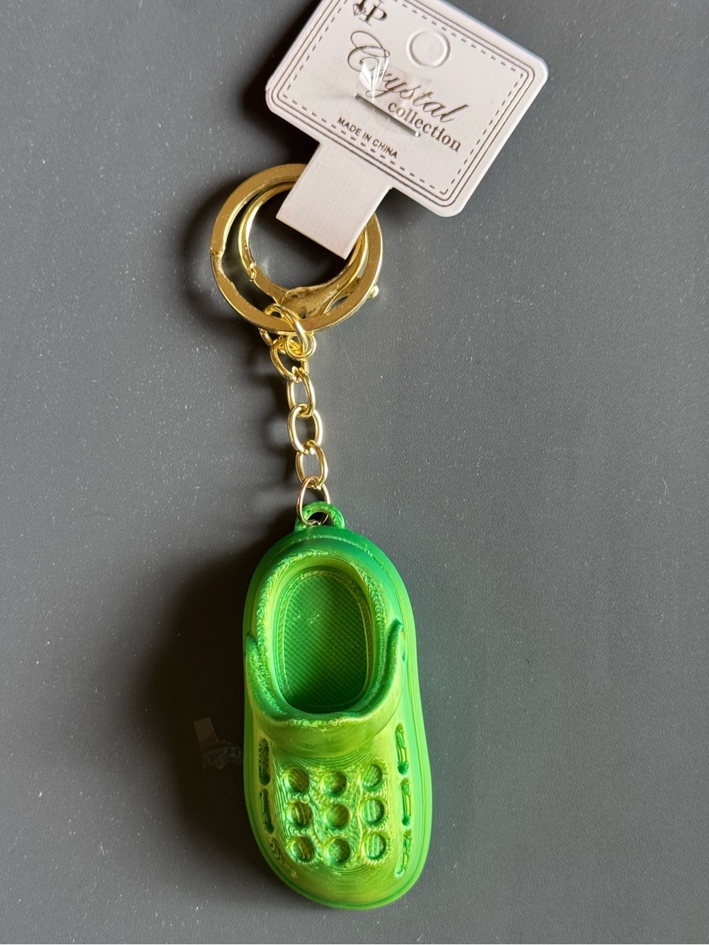 NWT 3D Printed Croc Clog Shoe Keychain Green Gold Silk PLA Bag Charm